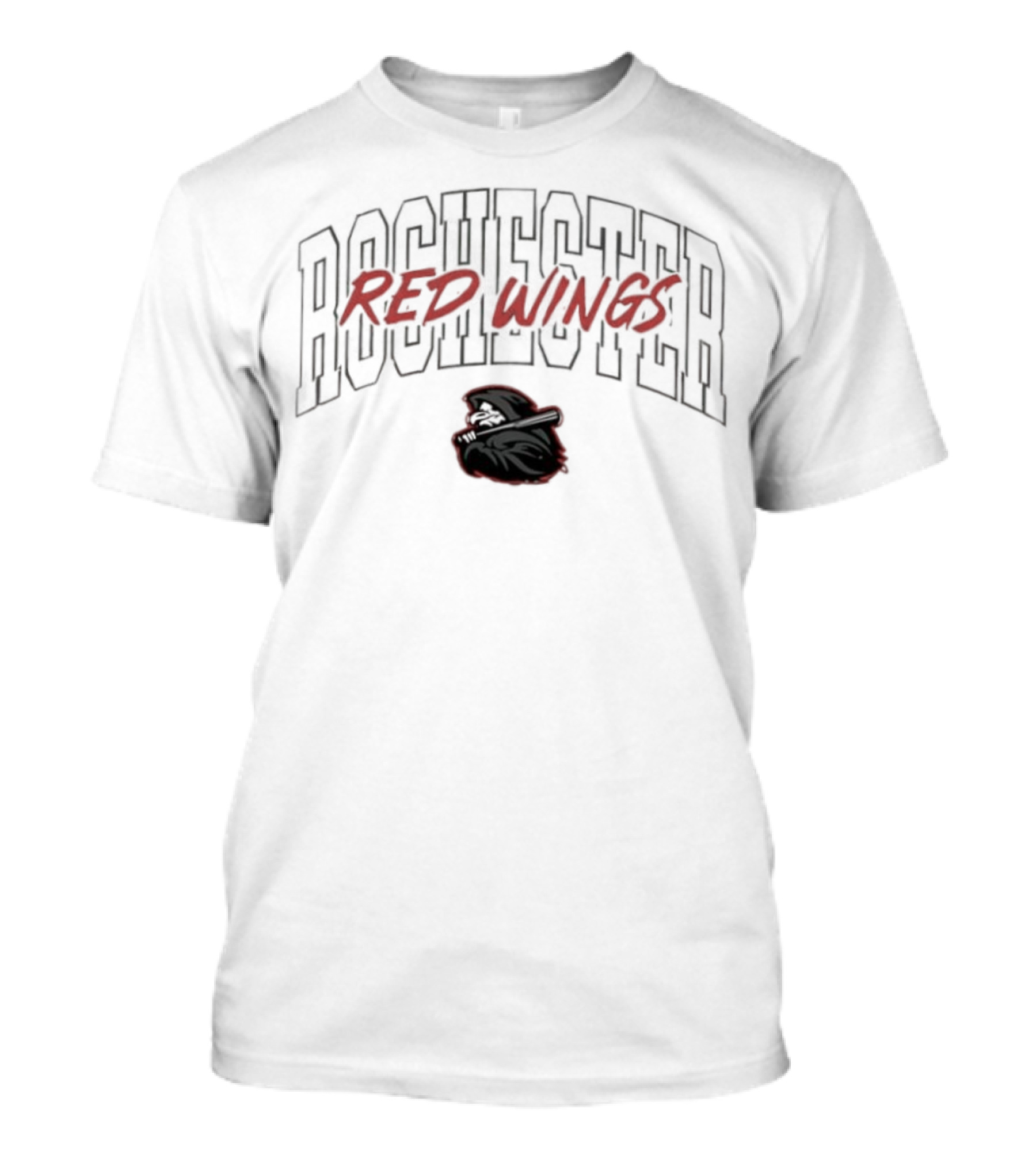 Rochester Red Wings Baseball Team Bold Red Wings Text And Logo T-Shirt