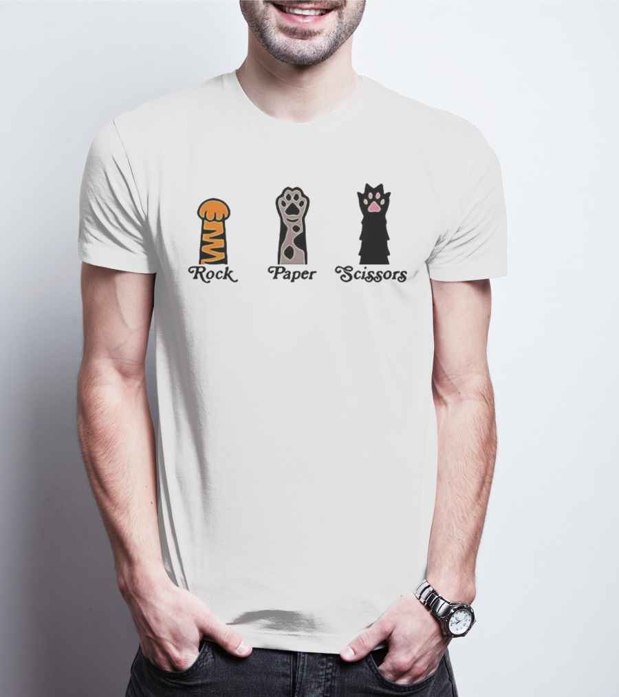 Rock Paper Scissors Cat Paw Love T-Shirt