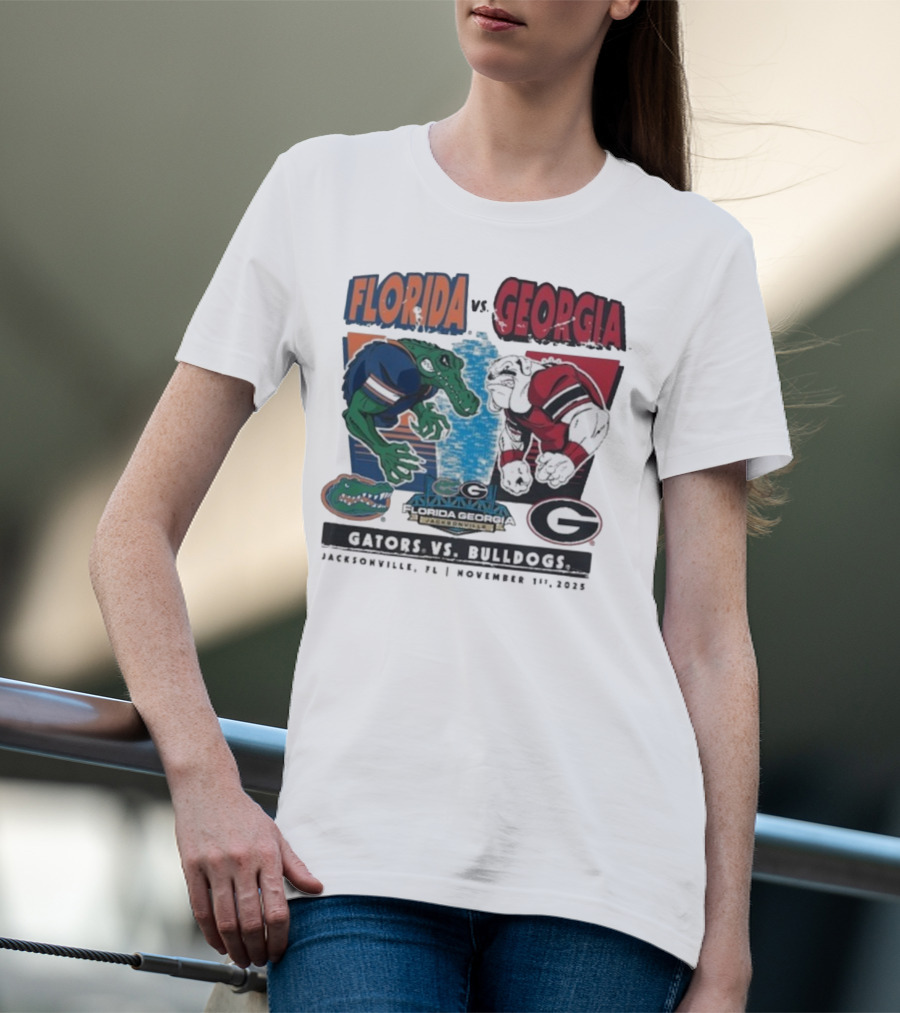 Florida Vs Georgia Gators Vs Bulldogs 2025 Jacksonville Matchup T-Shirt