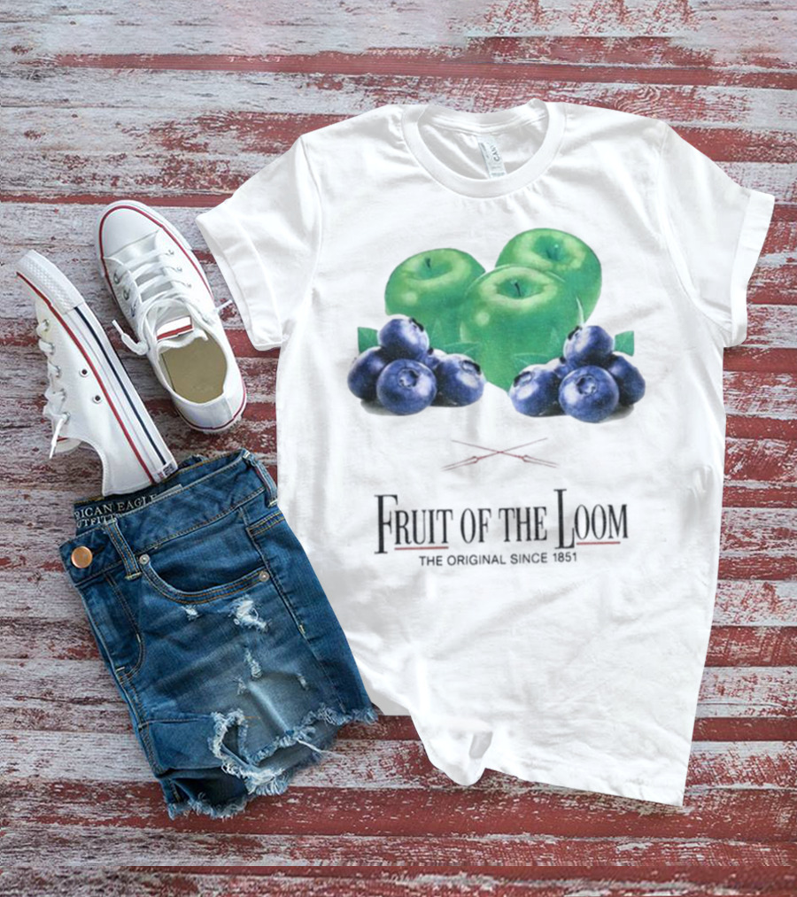 Fruit Of The Loom Original Since 1851 Green Apples Blueberries T-Shirt