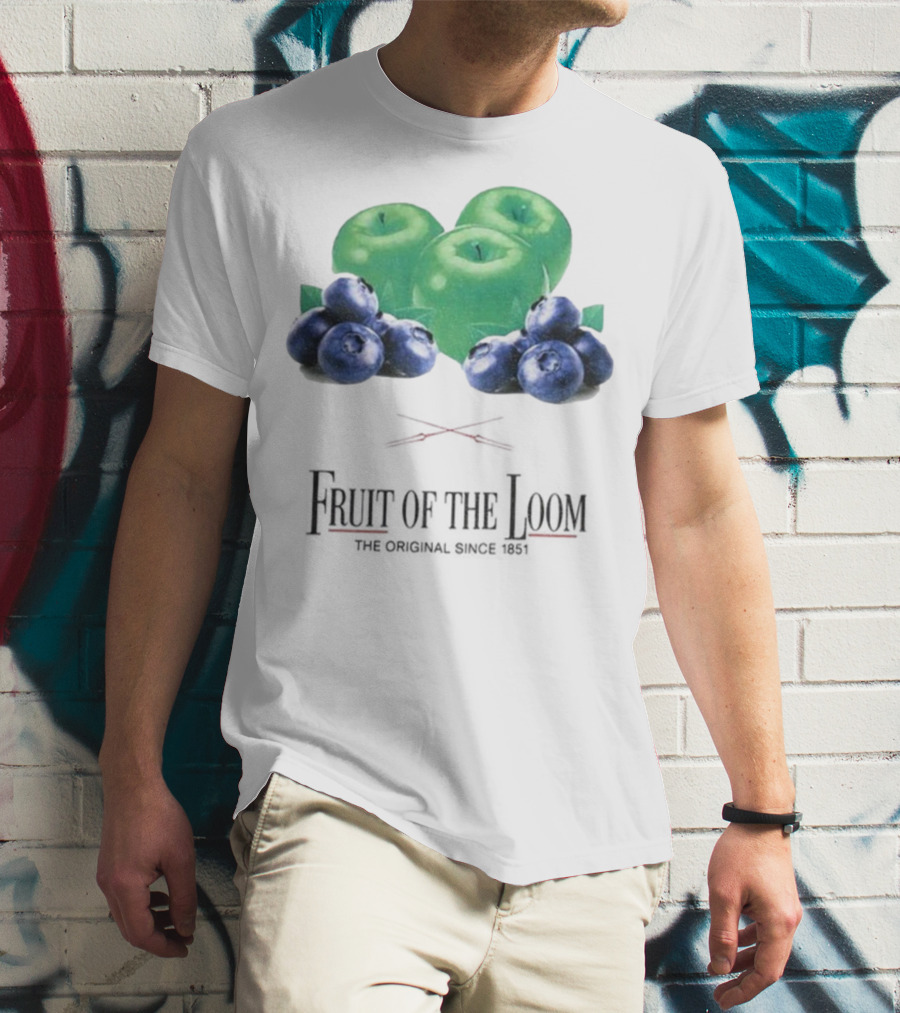 Fruit Of The Loom Original Since 1851 Green Apples Blueberries T-Shirt