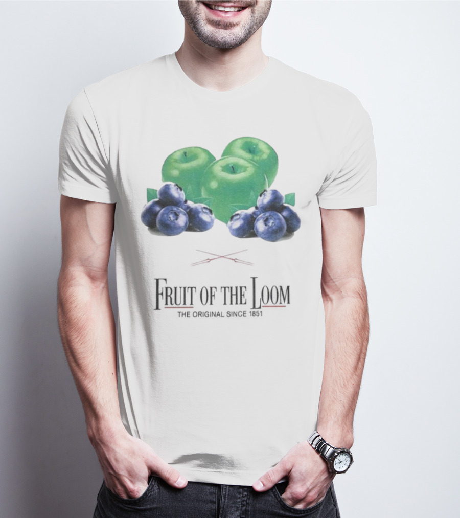 Fruit Of The Loom Original Since 1851 Green Apples Blueberries T-Shirt