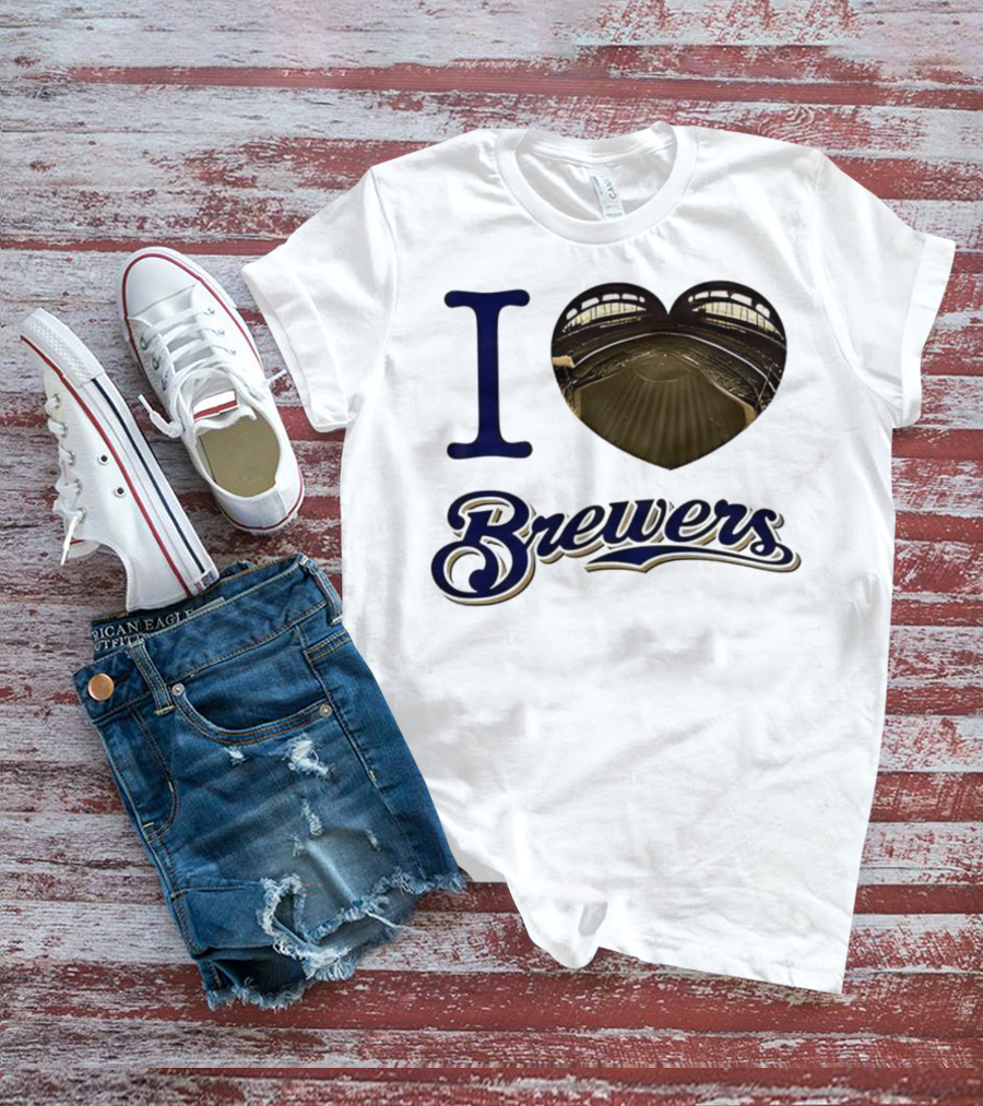 I Love Brewers Heart Stadium Milwaukee MLB T-Shirt