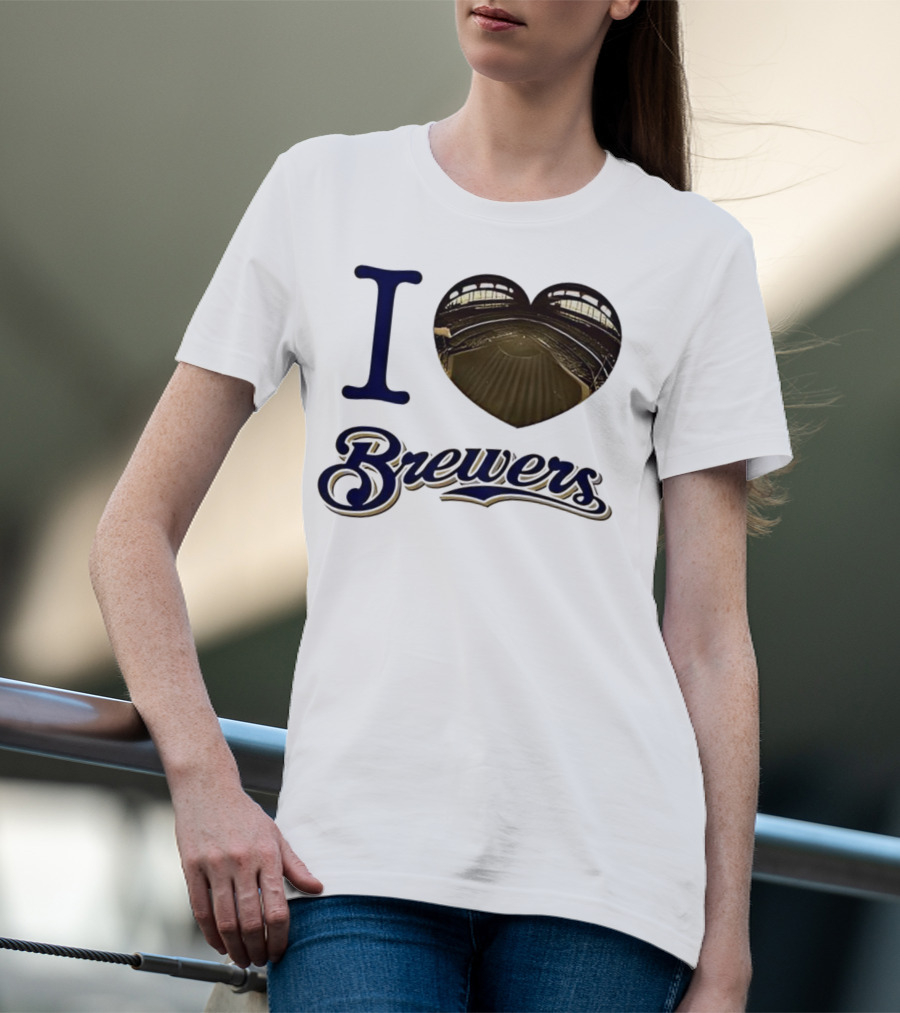 I Love Brewers Heart Stadium Milwaukee MLB T-Shirt
