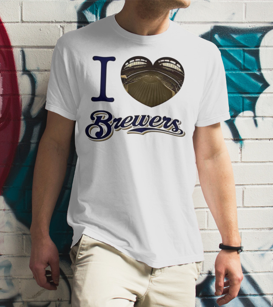 I Love Brewers Heart Stadium Milwaukee MLB T-Shirt