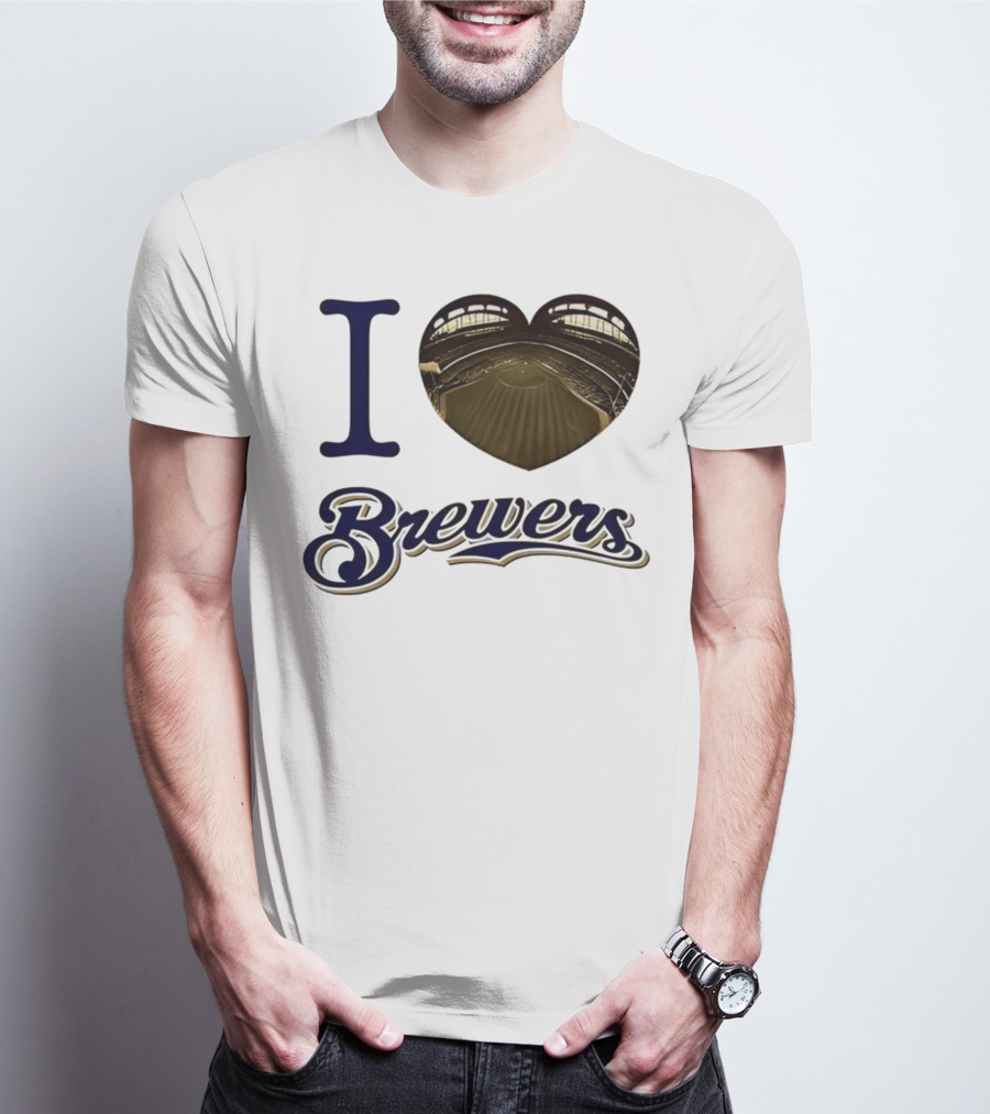 I Love Brewers Heart Stadium Milwaukee MLB T-Shirt