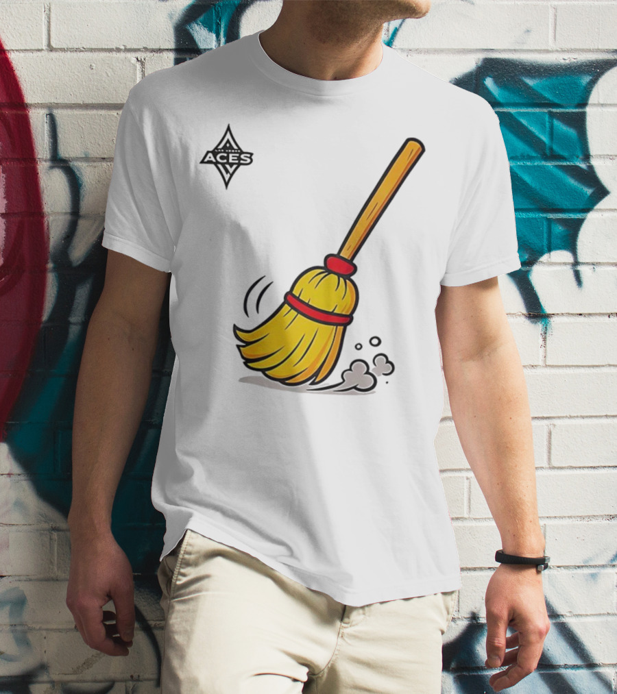 Las Vegas Aces Broom 2025 Championship Victory Sweep T-Shirt