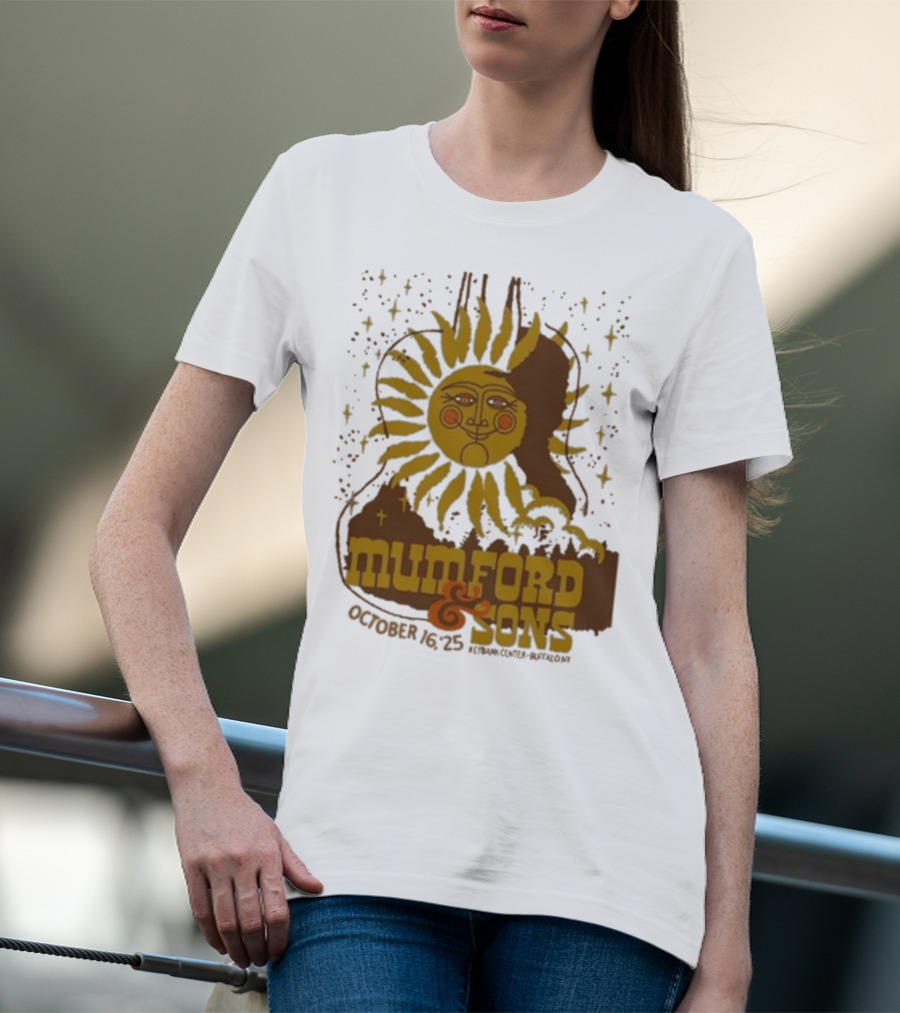 Mumford & Sons 2025 October 16 Pyramid Center Buffalo NY Sun Guitar T-Shirt