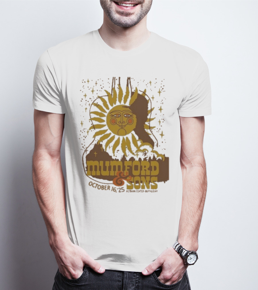 Mumford & Sons 2025 October 16 Pyramid Center Buffalo NY Sun Guitar T-Shirt