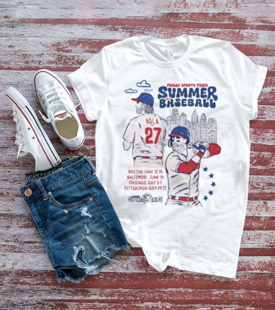 Philadelphia Phillies Aaron Nola Summer Baseball City Skyline T-Shirt