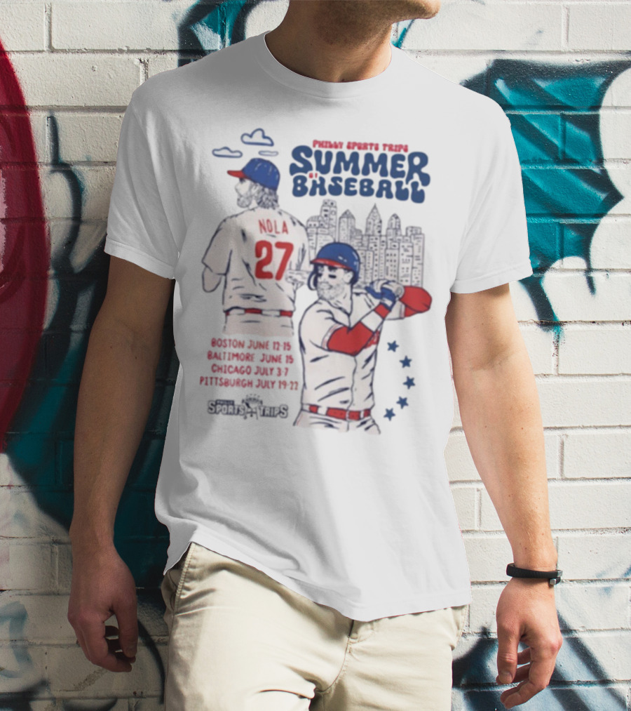 Philadelphia Phillies Aaron Nola Summer Baseball City Skyline T-Shirt