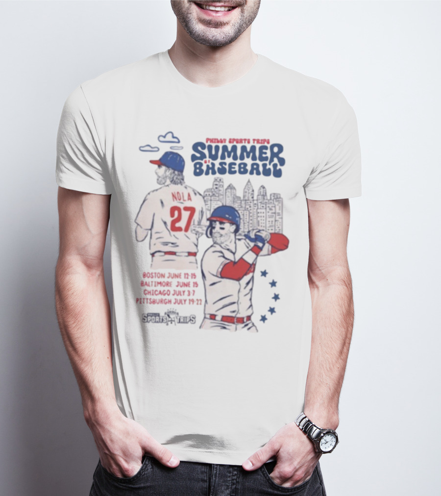 Philadelphia Phillies Aaron Nola Summer Baseball City Skyline T-Shirt