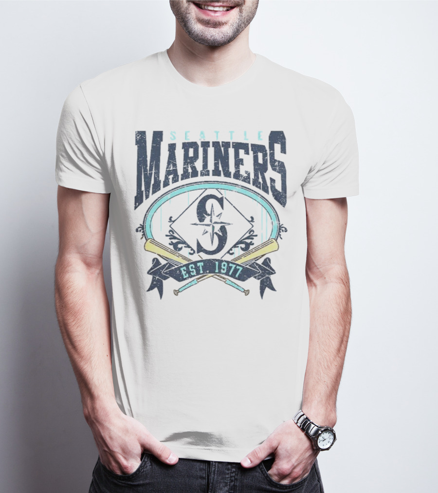 Seattle Mariners MLB Vintage 1977 Baseball Est S Compass Crossbats T-Shirt