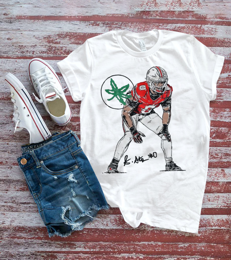 Sonny Styles Ohio State Buckeyes Football Number 0 Player With Signature And Leaf Symbol T-Shirt
