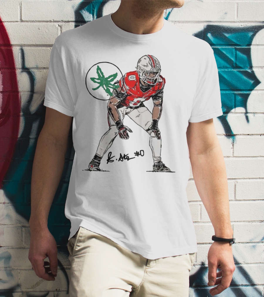 Sonny Styles Ohio State Buckeyes Football Number 0 Player With Signature And Leaf Symbol T-Shirt