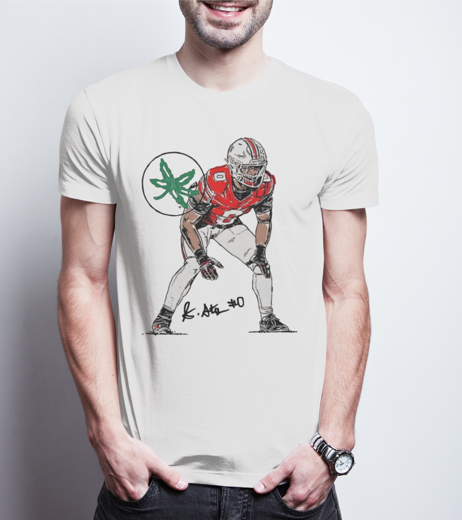 Sonny Styles Ohio State Buckeyes Football Number 0 Player With Signature And Leaf Symbol T-Shirt