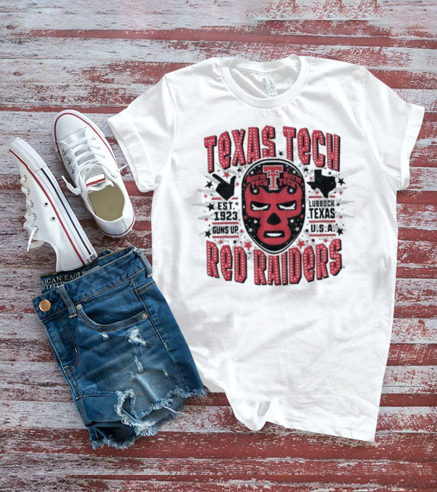 Texas Tech Red Raiders Lubbock Texas USA Luchador Mask Guns Up Est 1923 Iconic Symbol T-Shirt