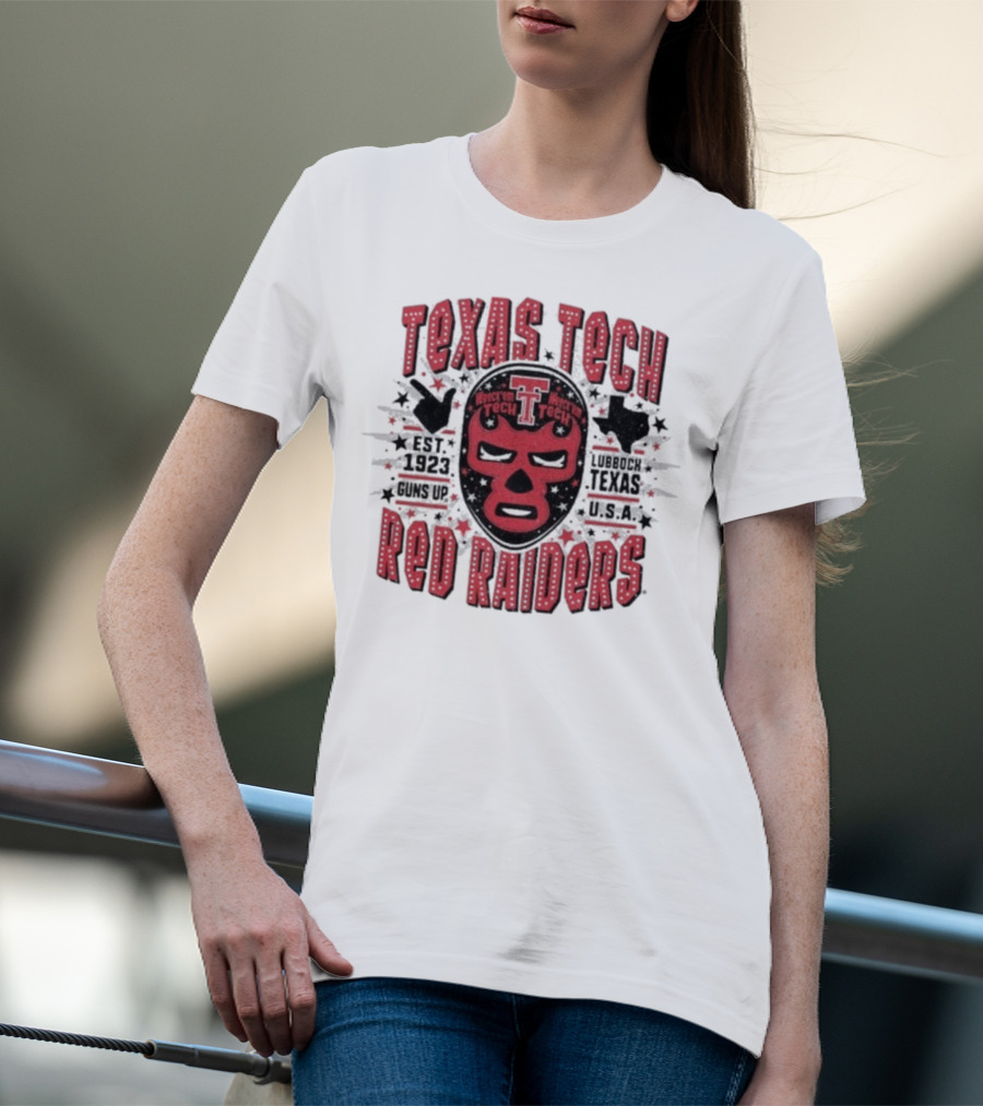 Texas Tech Red Raiders Lubbock Texas USA Luchador Mask Guns Up Est 1923 Iconic Symbol T-Shirt