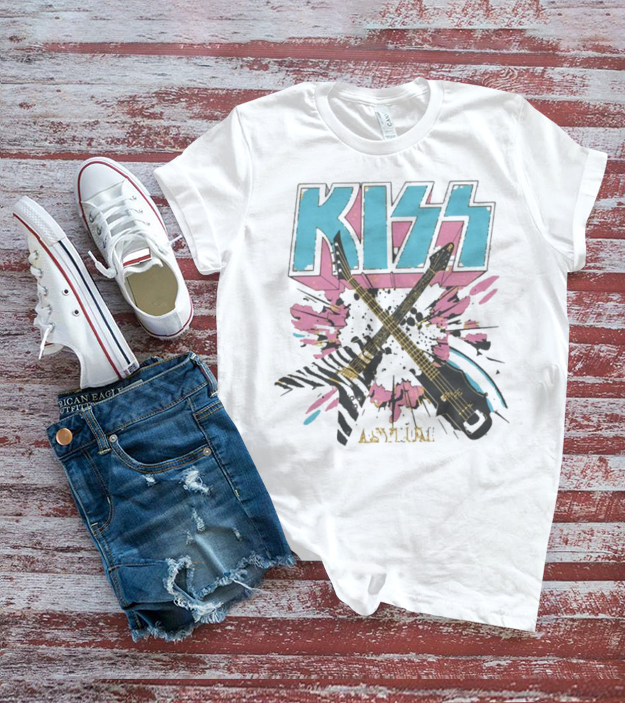 Kiss Asylum Crossed Guitars Burst Design T-Shirt