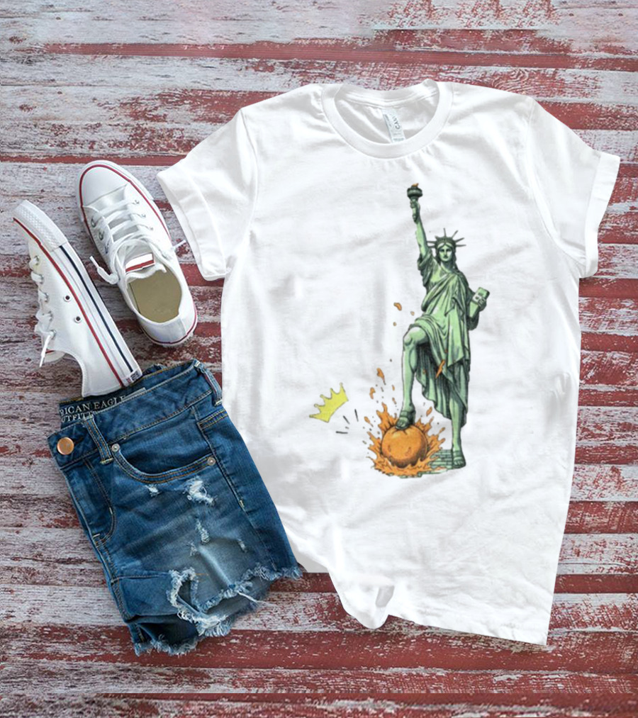 No Kings In America Statue Of Liberty Crown Orange Anti Trump Vintage T-Shirt