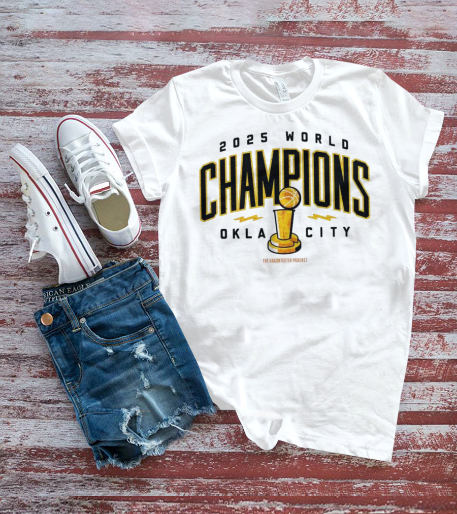 2025 World Champions Oklahoma City Basketball Trophy T-Shirt