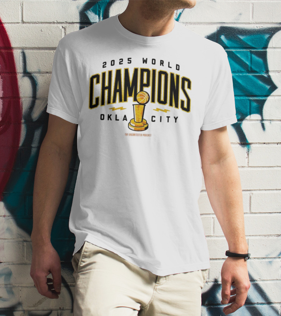 2025 World Champions Oklahoma City Basketball Trophy T-Shirt