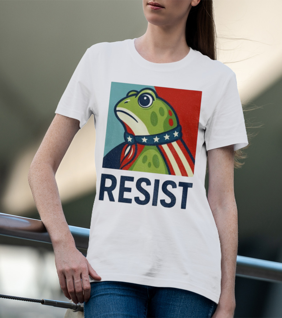 Resist Portland Frog Patriotic Stars And Stripes Retro Art T-Shirt