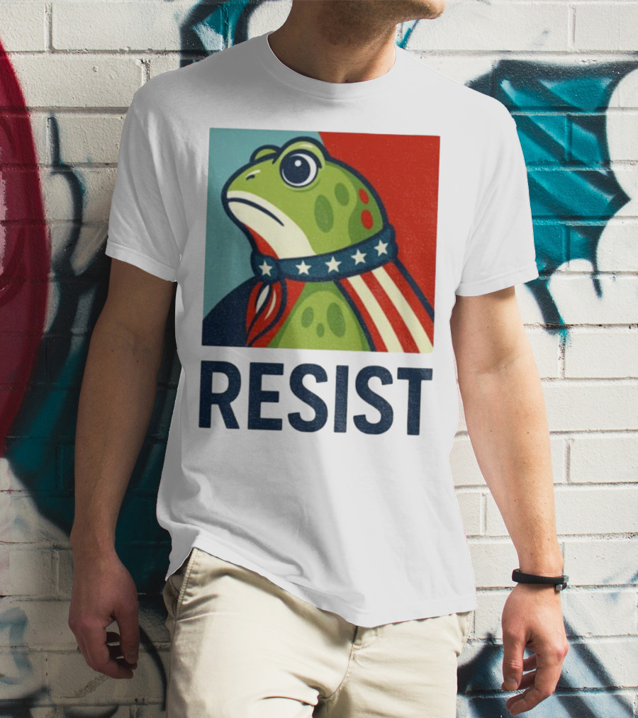 Resist Portland Frog Patriotic Stars And Stripes Retro Art T-Shirt