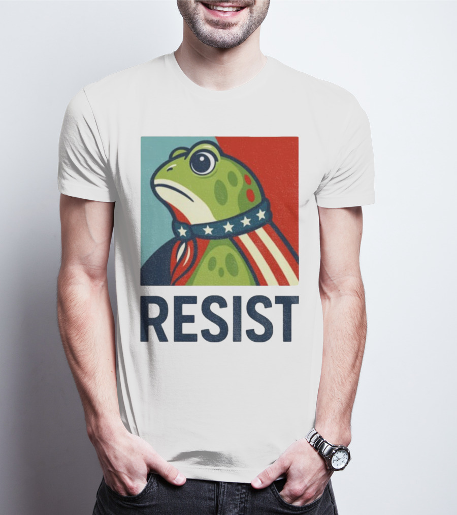 Resist Portland Frog Patriotic Stars And Stripes Retro Art T-Shirt