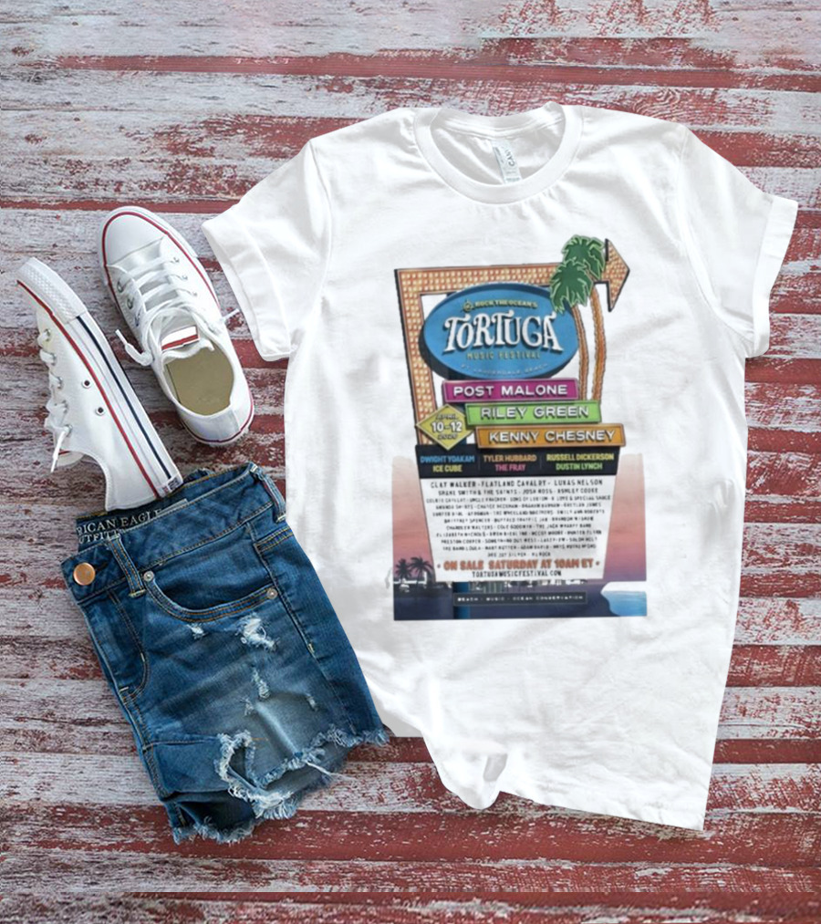 Rock The Ocean’s Tortuga Music Festival April 10 12 2026 Ft Lauderdale Beach Post Malone Riley Green Kenny Chesney T-Shirt