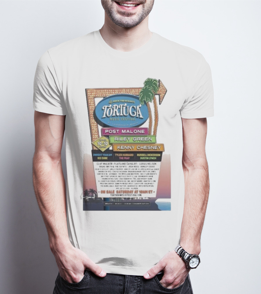 Rock The Ocean’s Tortuga Music Festival April 10 12 2026 Ft Lauderdale Beach Post Malone Riley Green Kenny Chesney T-Shirt