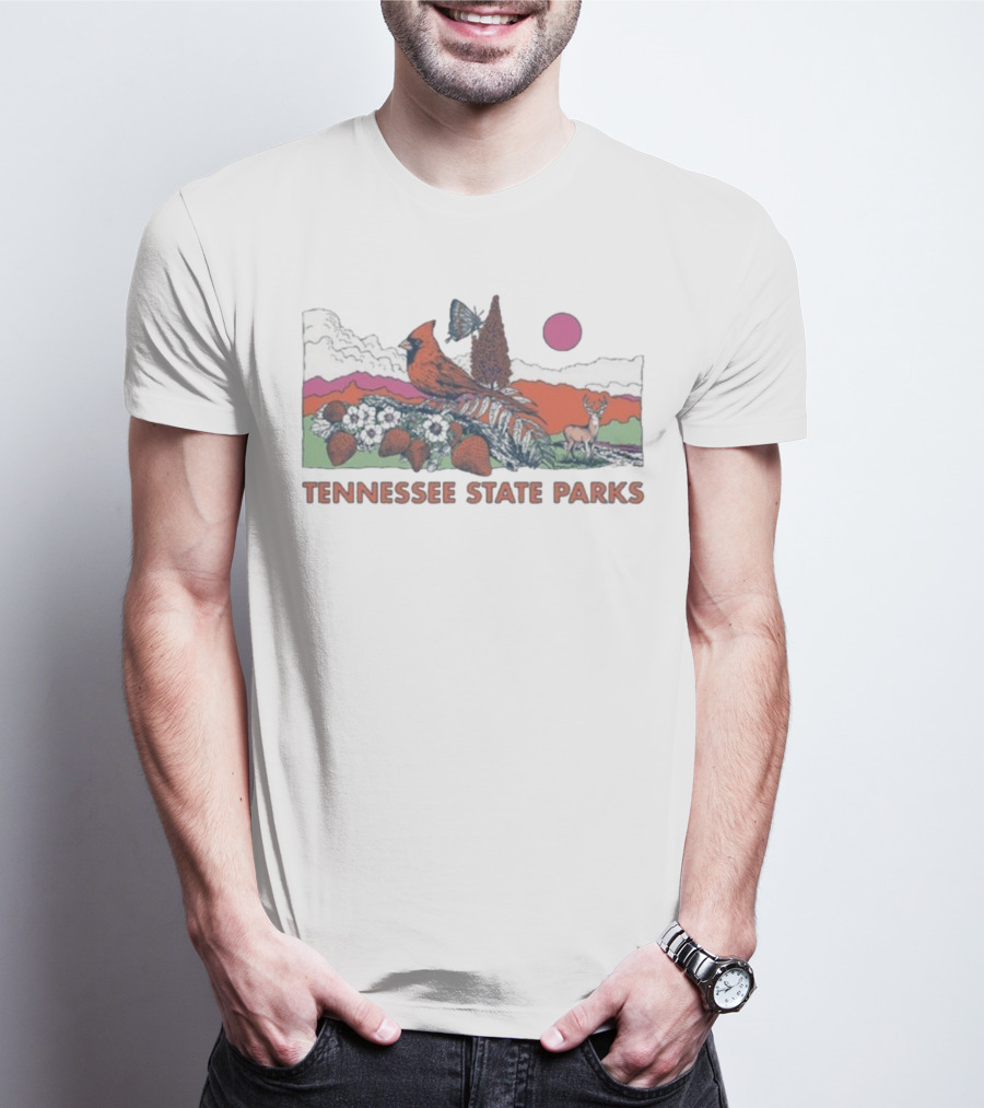Tennessee State Parks Cardinal Strawberry Sumac Nature Scene T-Shirt