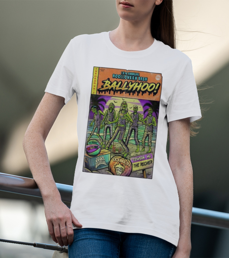 18th Annual Hoolloween Bash Ballyhoo October 17 2025 The Recher Towson MD Palm Trees Zombies T-Shirt