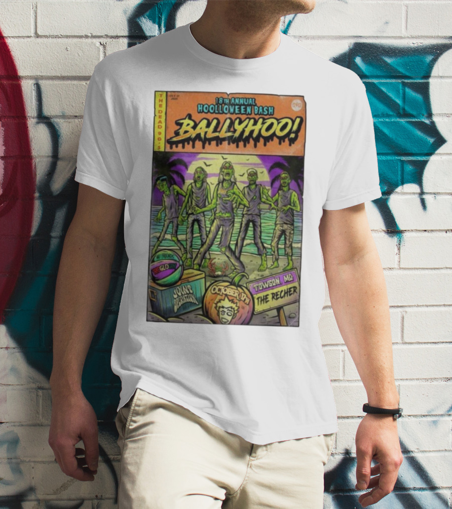 18th Annual Hoolloween Bash Ballyhoo October 17 2025 The Recher Towson MD Palm Trees Zombies T-Shirt