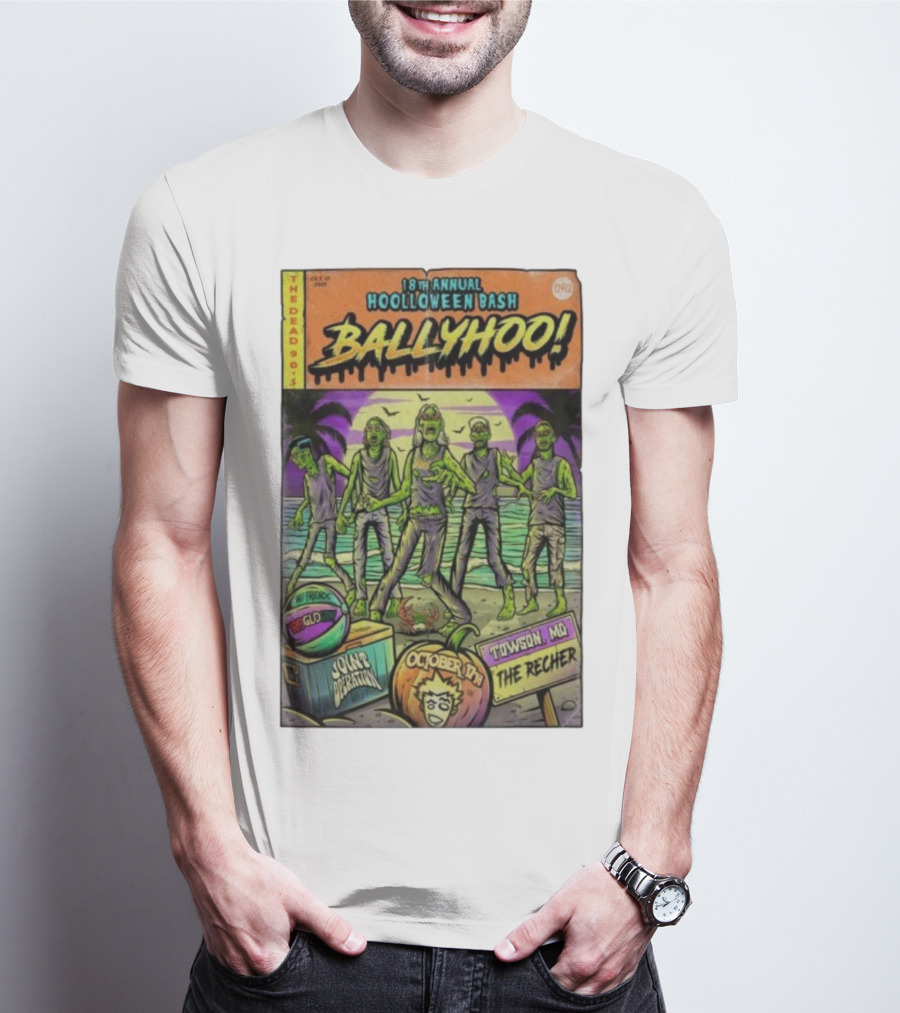 18th Annual Hoolloween Bash Ballyhoo October 17 2025 The Recher Towson MD Palm Trees Zombies T-Shirt
