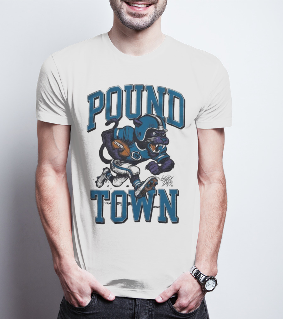 Carolina Panthers Pound Town Running Mascot Glory Days T-Shirt