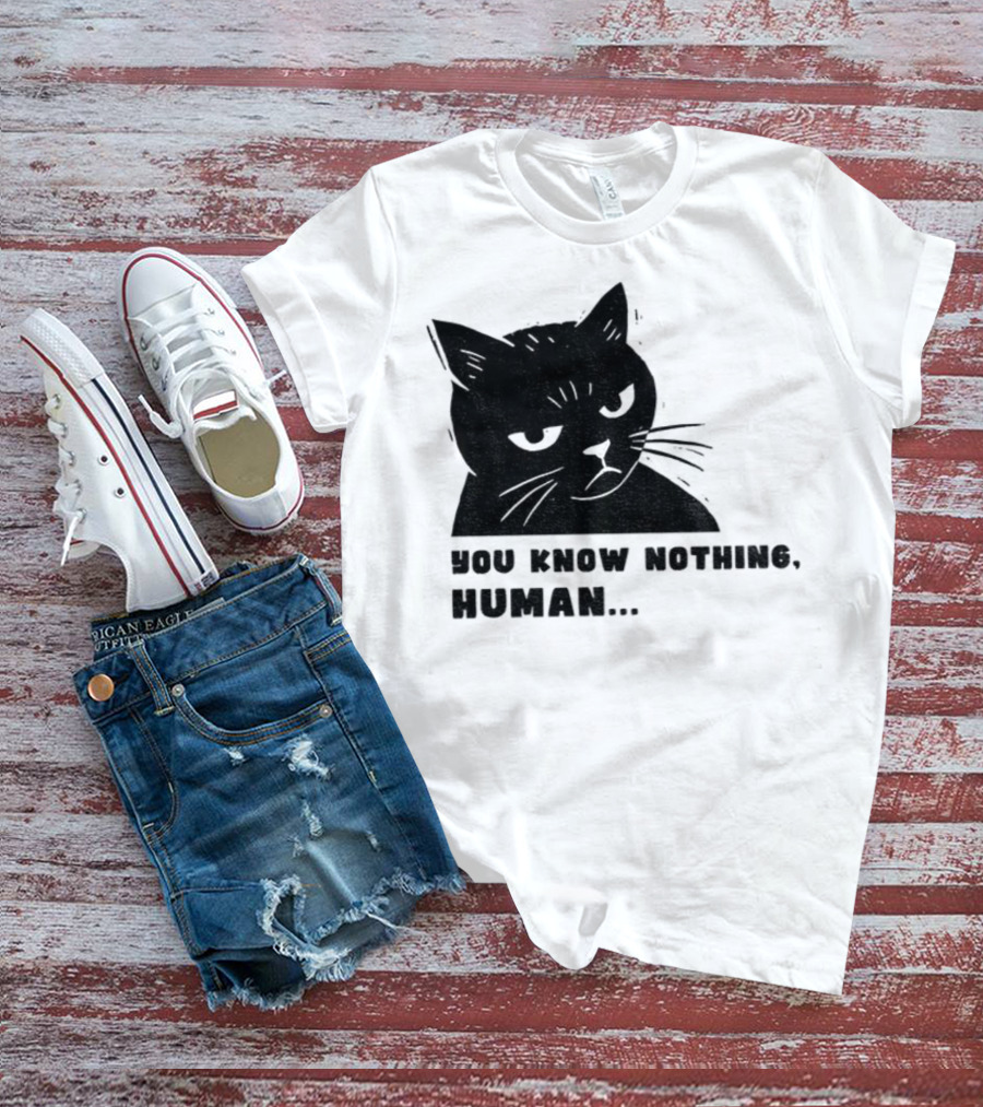You Know Nothing Human Cat Meme T-Shirt