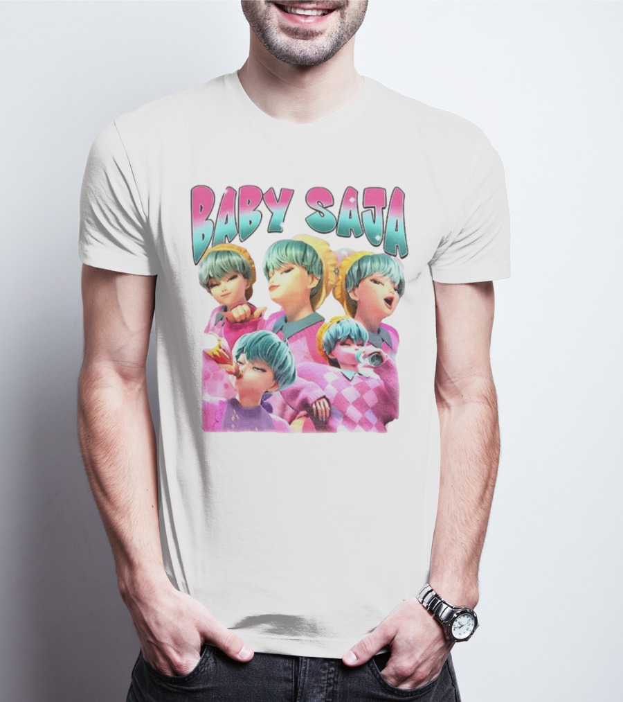 Baby Saja Drinking Soda Cool Anime Character Theme T-Shirt