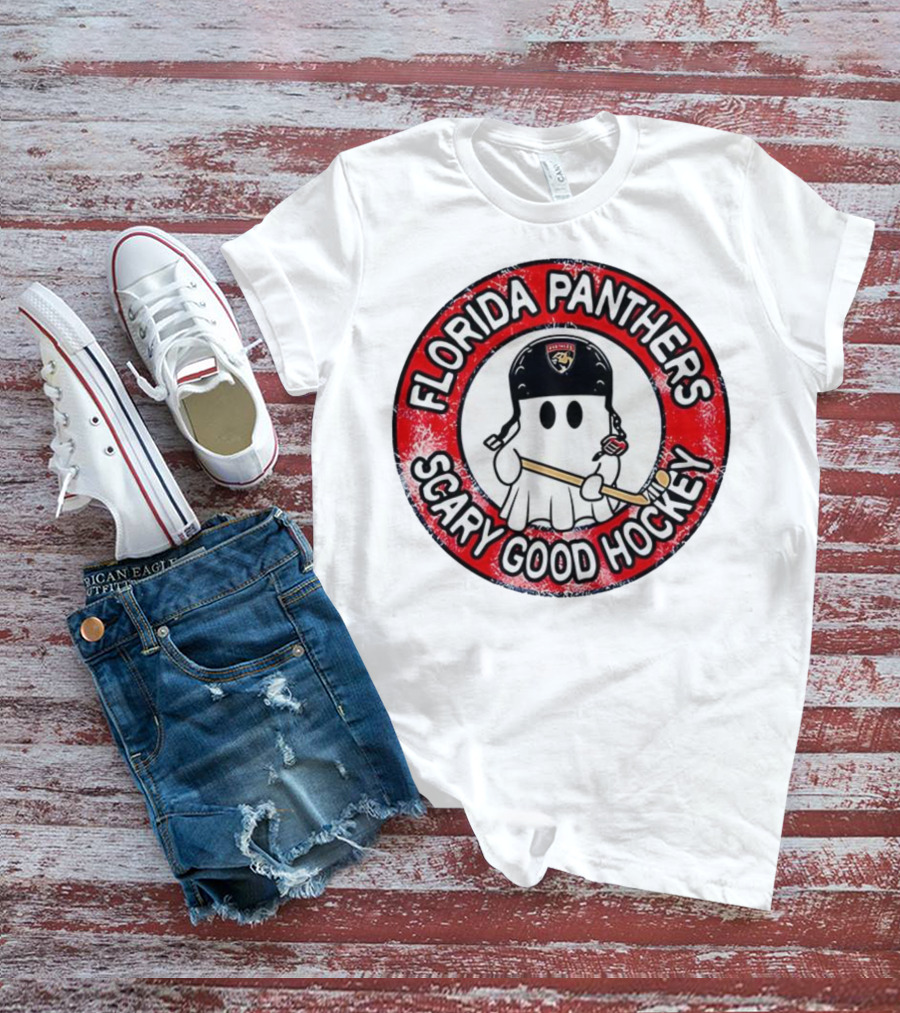 Florida Panthers Scary Good Hockey Ghost With Stick And Helmet T-Shirt
