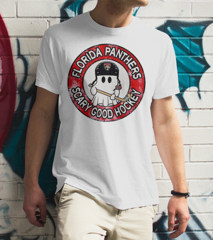 Florida Panthers Scary Good Hockey Ghost With Stick And Helmet T-Shirt