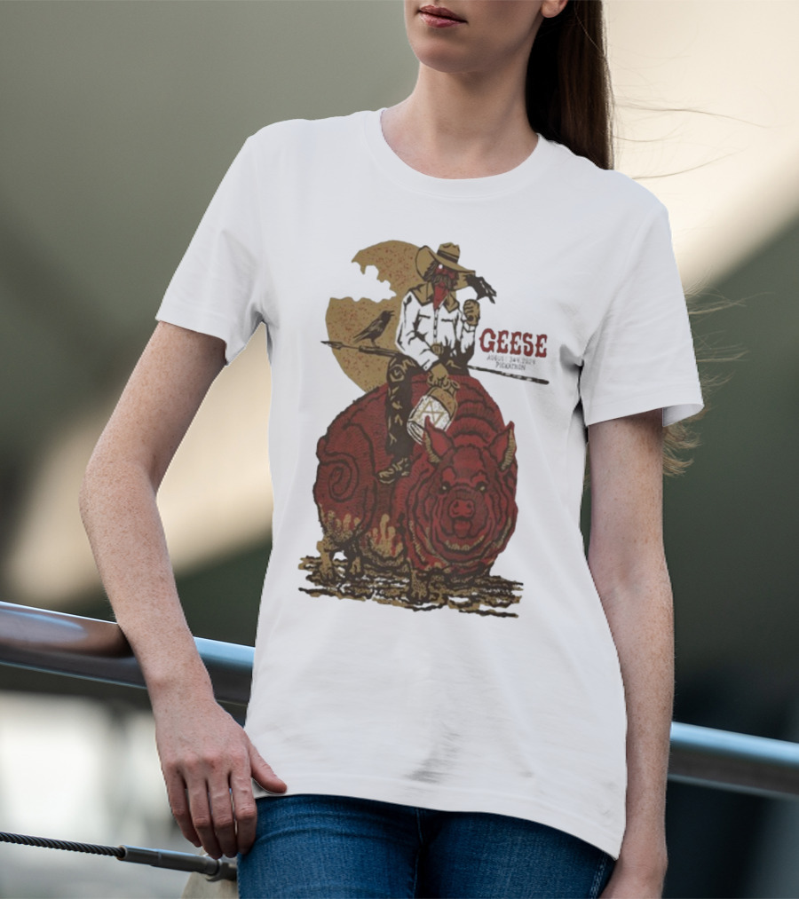 Geese World Live Show 2025-2026 Tour Cowboy Western Pig-Rider Vintage Style T-Shirt