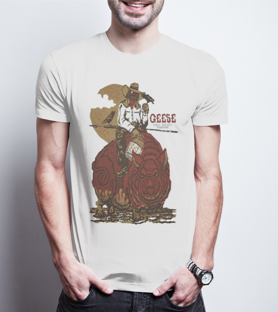 Geese World Live Show 2025-2026 Tour Cowboy Western Pig-Rider Vintage Style T-Shirt