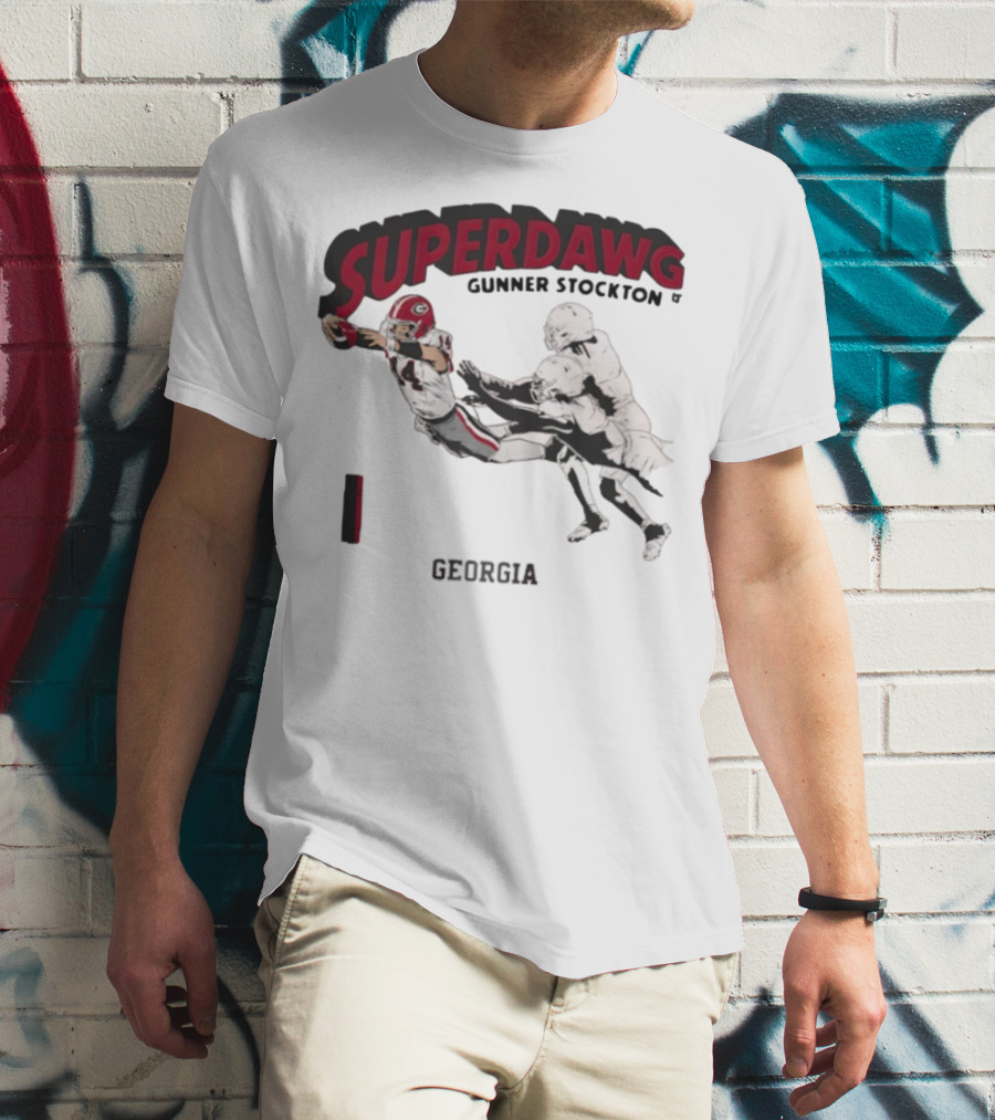 SuperDawg Gunner Stockton Georgia Football Player Action T-Shirt