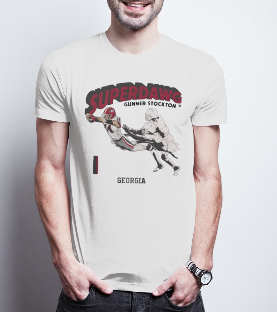 SuperDawg Gunner Stockton Georgia Football Player Action T-Shirt