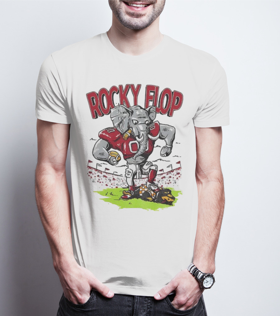 Rocky Flop Alabama Crimson Tide Football Elephant Dominating Georgia Bulldogs T-Shirt