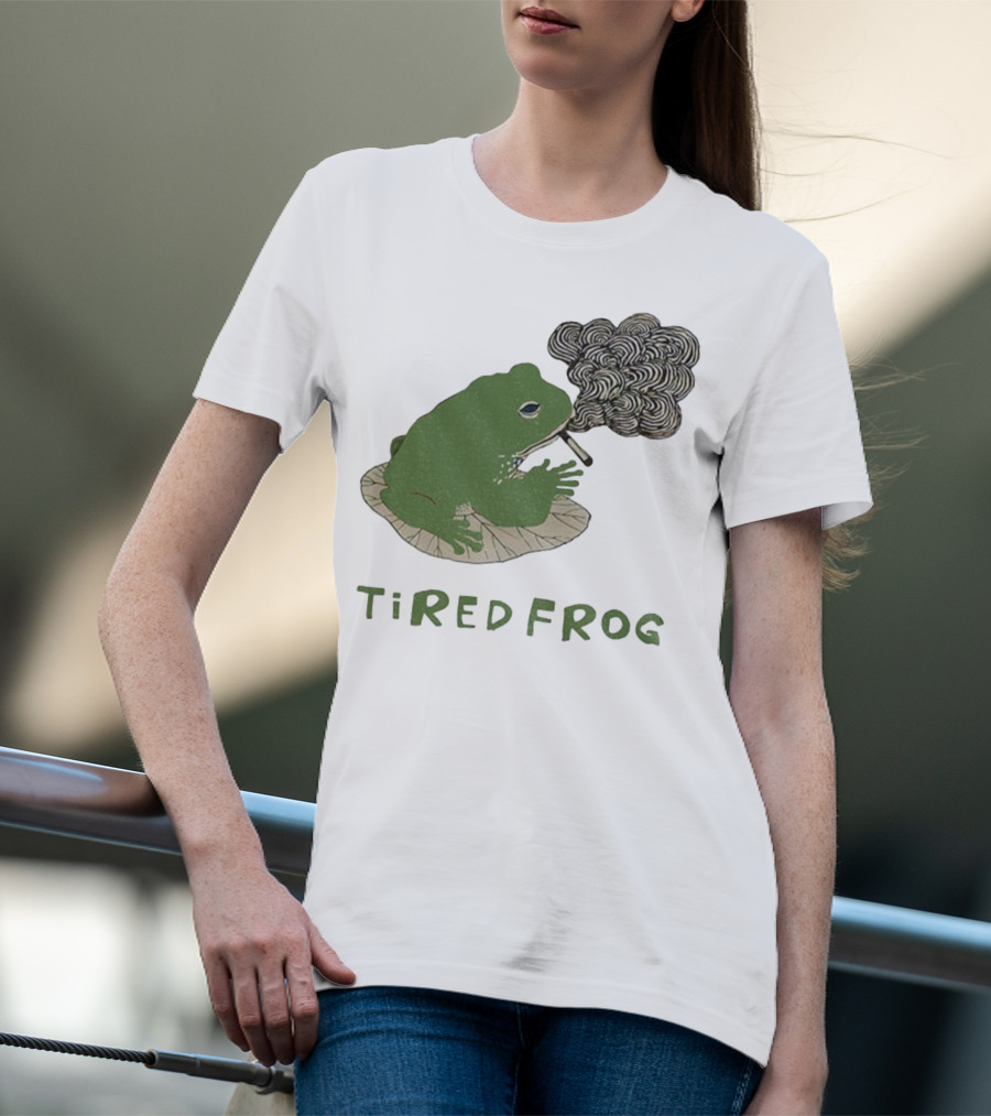 Tired Frog Smoking Meme Japanese Style Smoking Frog T-Shirt