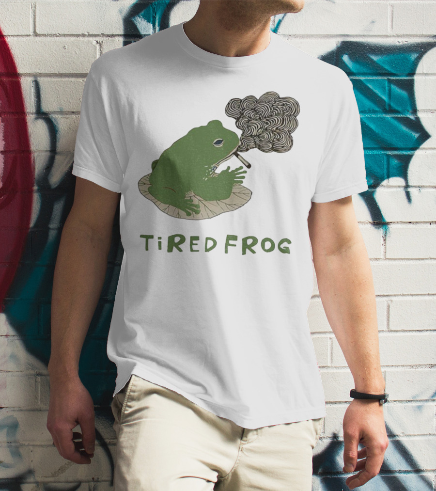 Tired Frog Smoking Meme Japanese Style Smoking Frog T-Shirt