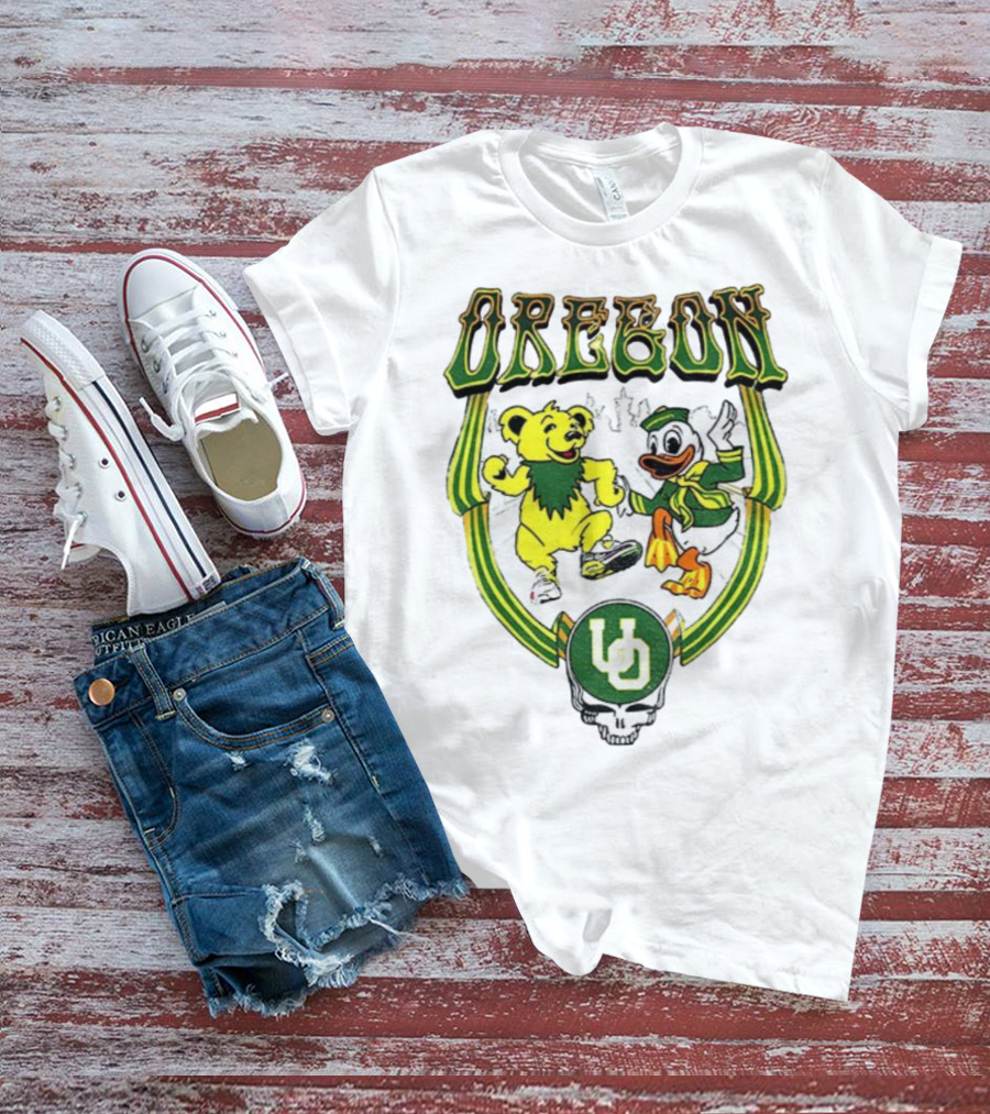 Oregon Ducks Grateful Dead Dancing Bear X Donald Duck Collaboration T-Shirt