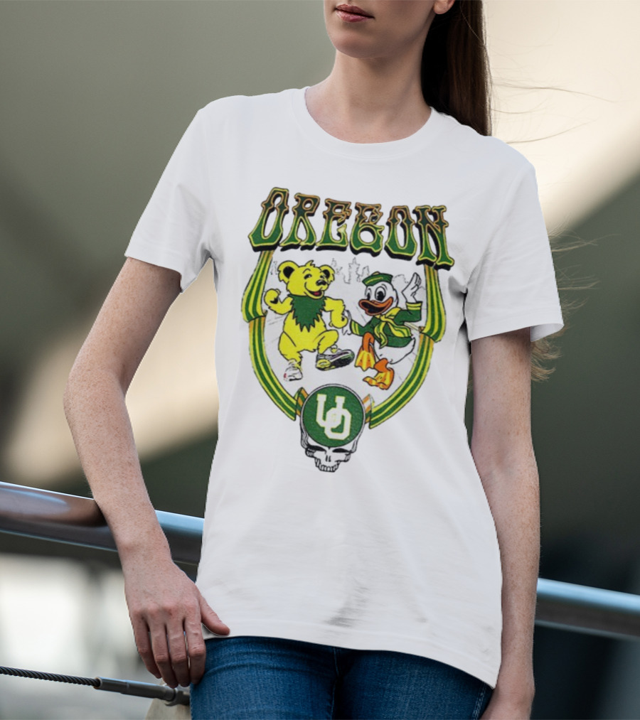 Oregon Ducks Grateful Dead Dancing Bear X Donald Duck Collaboration T-Shirt