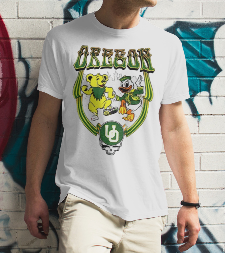 Oregon Ducks Grateful Dead Dancing Bear X Donald Duck Collaboration T-Shirt